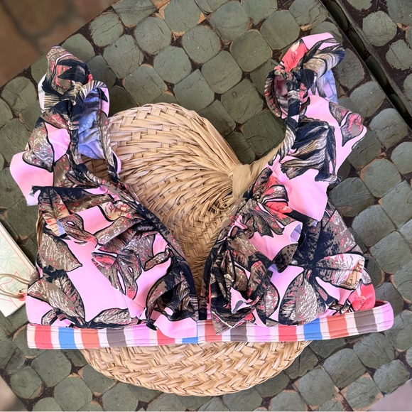 ☀️🌺 MAAJI 🌺☀️ Maaji Laranja Frills Reversible Bikini Top - Picture 1 of 10